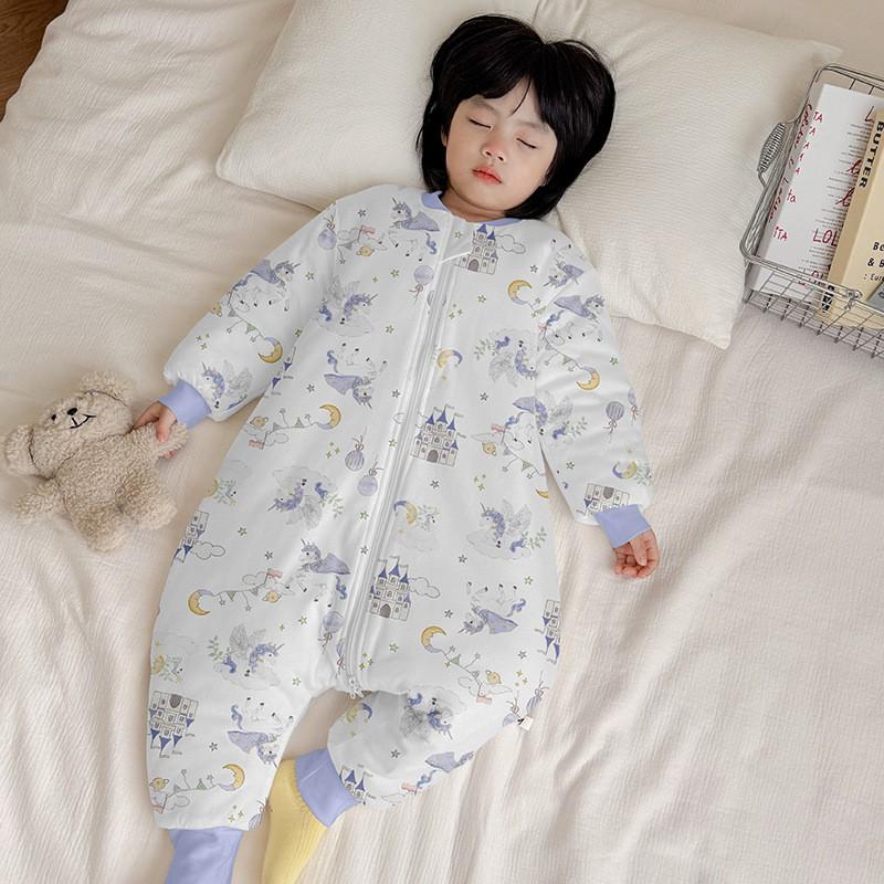 Thick Cotton Sleeping Bag Toddlers Winter Warm Footed Pajamas Unisex Kids Sleepwear With Cartoon Print