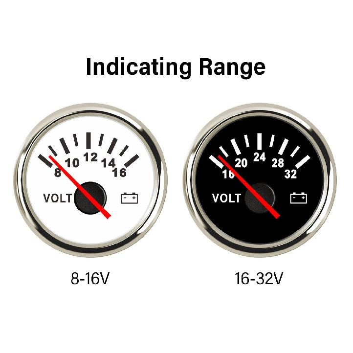 New 52mm Waterproof Voltmeter Universal Volt Gauge Meter 8-16V 16-32V with Red Backlight For Boat Automobile Yacht