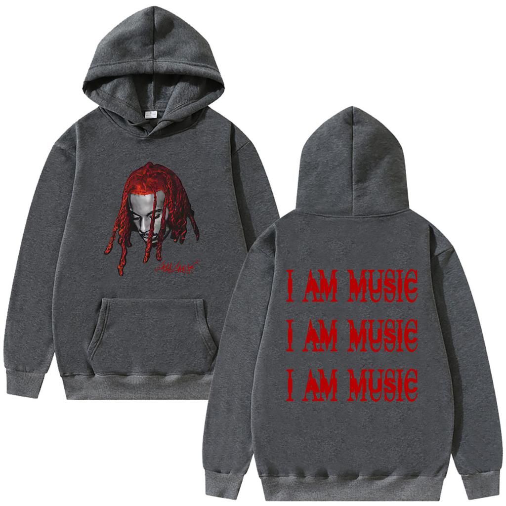 Rapper Playboi Carti Head Graphic Hoodie 2026 Opium I AM MUSIC Logo Sweatshirt Men's Women Hip Hop Oversized Hoodies Streetwear