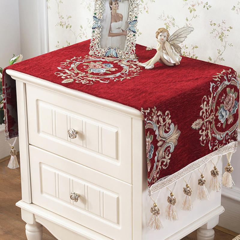European Style Vintage Jacquard Bedside Table Cover Towel Tv Cabinet Dust Proof Cover Multi-function Towel Cover Tablecloth