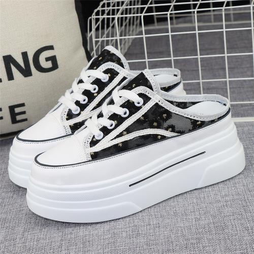 

Модные 8 см дышащие кроссовки тапочки шлепанцы на платформе танкетке женские сандалии летние модные удобные сандалии тапочки женская обувь 40 чёрный