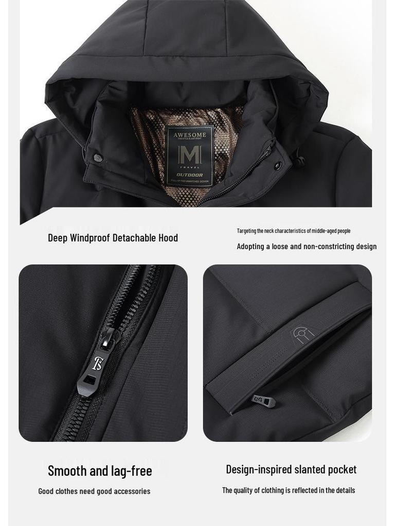 Men's Winter Down Jacket for 50+ - Thick, Warm, Short Coat for Dad or Grandpa