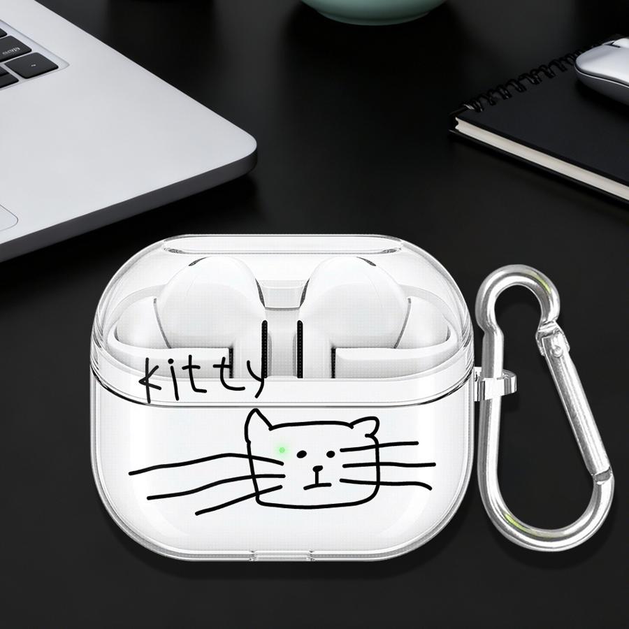 Abstract Cat Art Case For Samsung Galaxy Buds 4Pro 2 Live 2Pro 4 Pro 3Pro 3 FE Clear Earphone Cases Cover With Hook