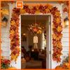 Artificial Maple Leaf Garland, Faux Autumn Leaves Wreath for Outdoor Thanksgiving and Christmas Fall Decorations for Home