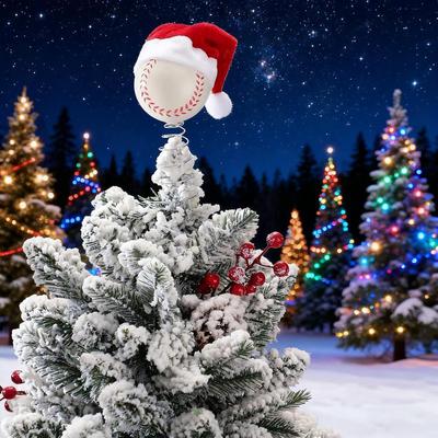 Christmas Tree Ornaments - Santa Hat And Baseball Tree Ornaments: Lightweight Design, Full Of Festive Spirit, Suitable For Parties, Studios, And Other