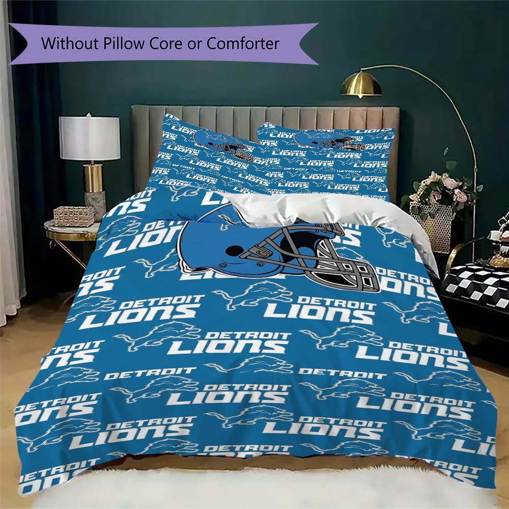 Detroit Lions Pattern Bedding uilt Set uilt Cover Pillowcase Home Decoration Birthday Gift (1*duvet cover + 2*pillowcase without core)