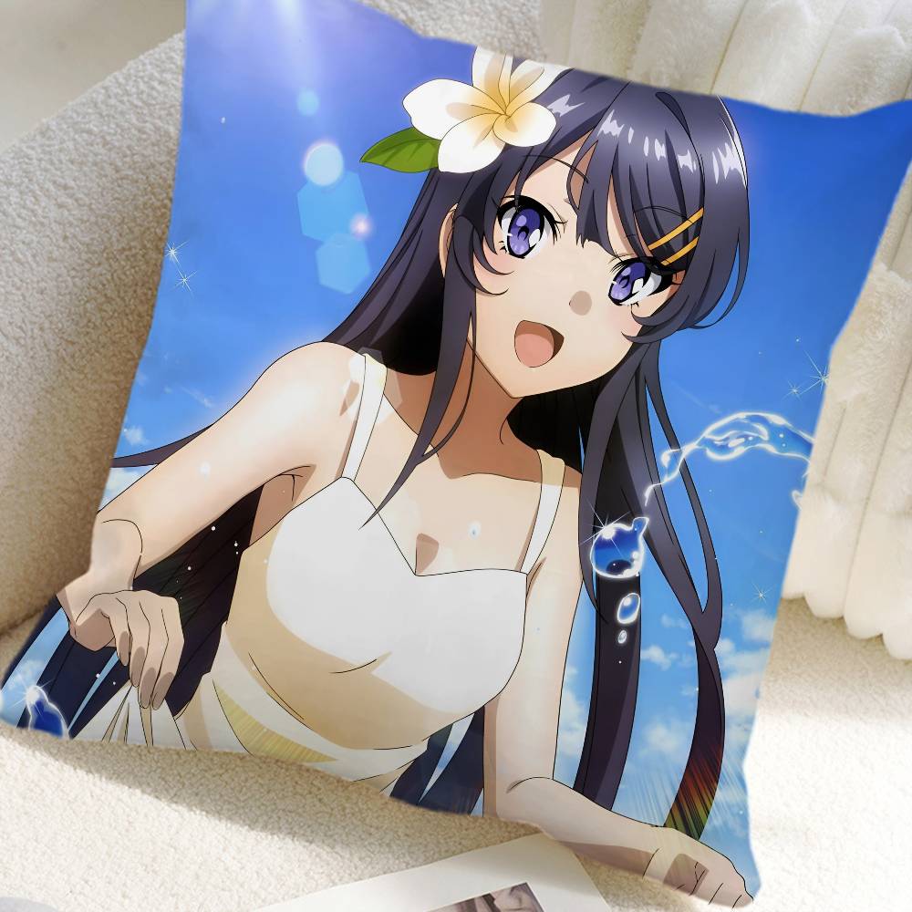 Anime Seishun Buta Yaro Black Stockings Pillow Case Square Pillow Bedroom Sofa Leisure Comfort Cushion Car Home Decoration
