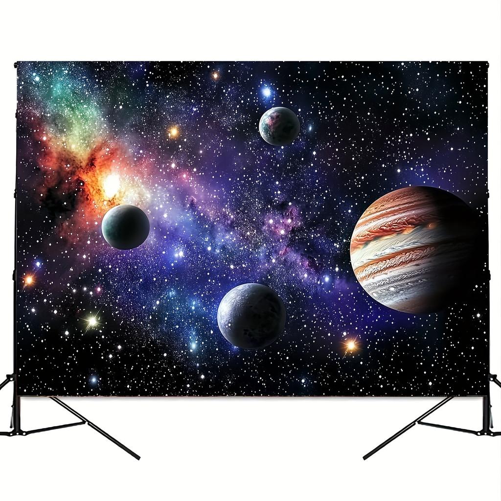 2D Plane, 1 Piece of Galactic Blue Starry Background, Wedding and Birthday Banner Items, Home Decoration