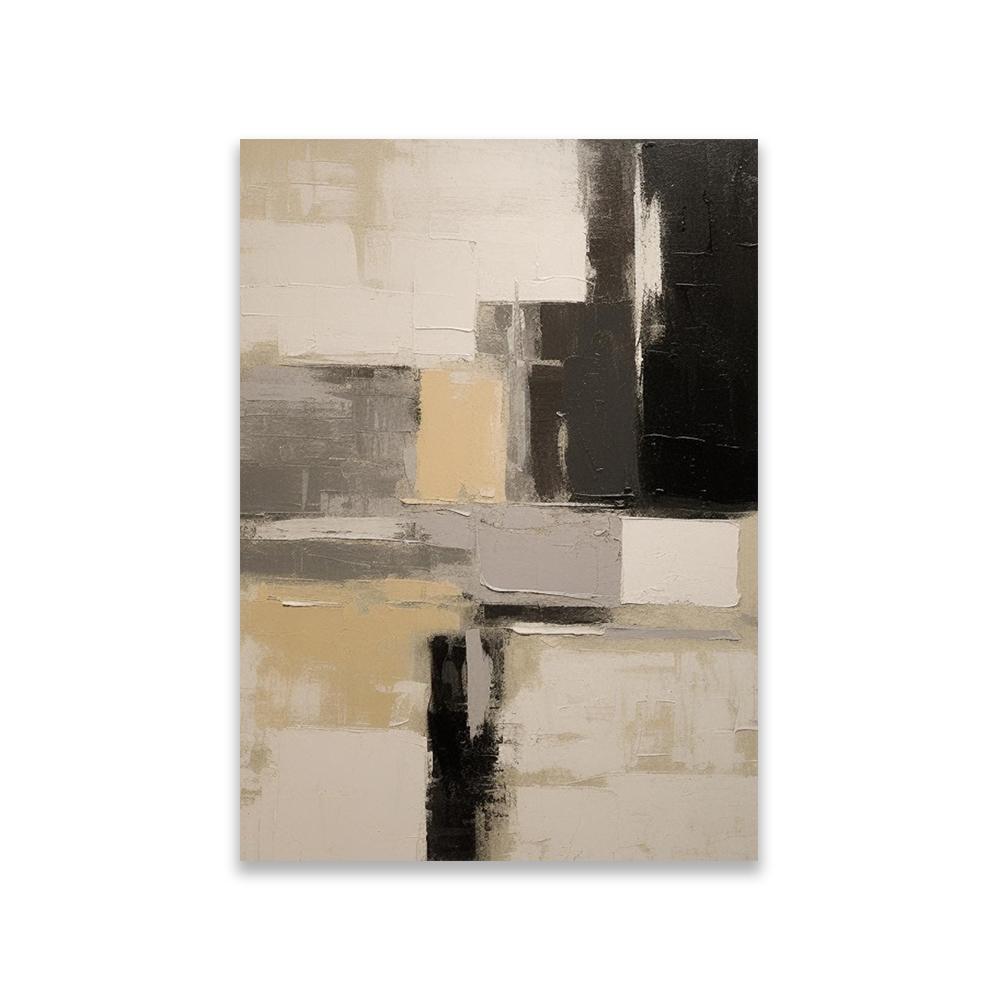 Black and Gray Geometric Abstract Canvas Painting Prints Abstract Minimalist Wall Art Modern Decoration Beige Abstract Poster 21X30CMNo Framed