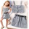 Set Moda per Ragazze: Set Estivo Bambino Canottiera con Papillon e Gonna in Denim