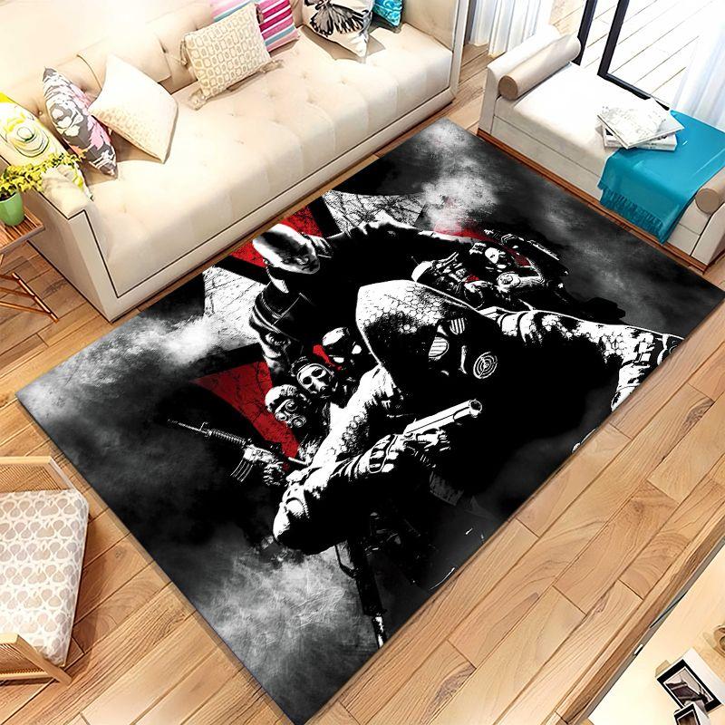 Klassischer R-Resident Evil Leon Spiel Wohnzimmer Rutschfester Teppich Weicher Teppich für Schlafzimmer Kinderzimmer Spielzimmer Sofa, Heimdekoration Fußmatte