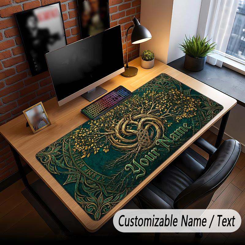 Tree of Life Theme Custom Mouse Pad Personalized With Name Text Customized Desk Mat For Office Home Decor