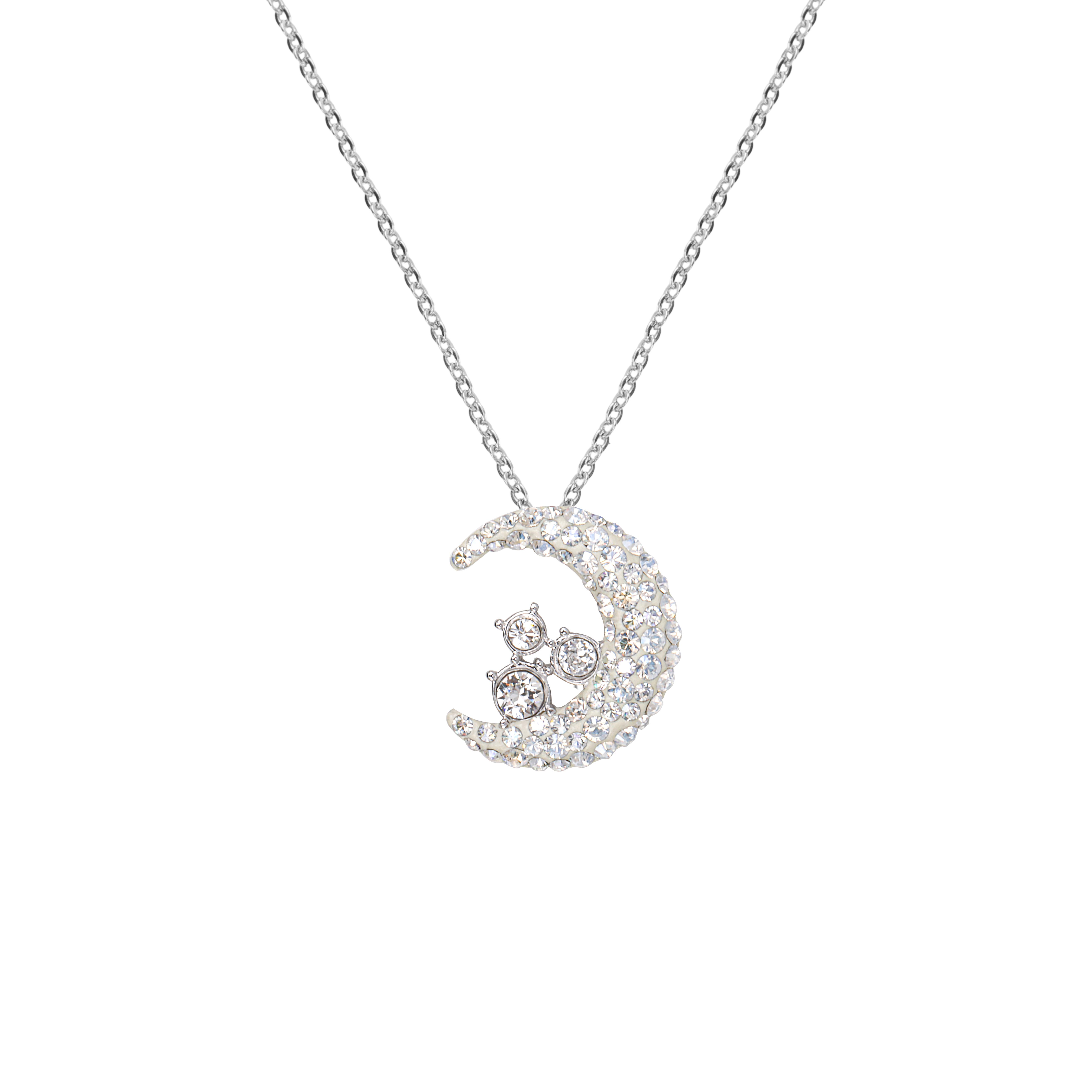 Swarovski Star And Moon Pendant Necklace Women necklace Silver 1181093 Box (Random Color)
