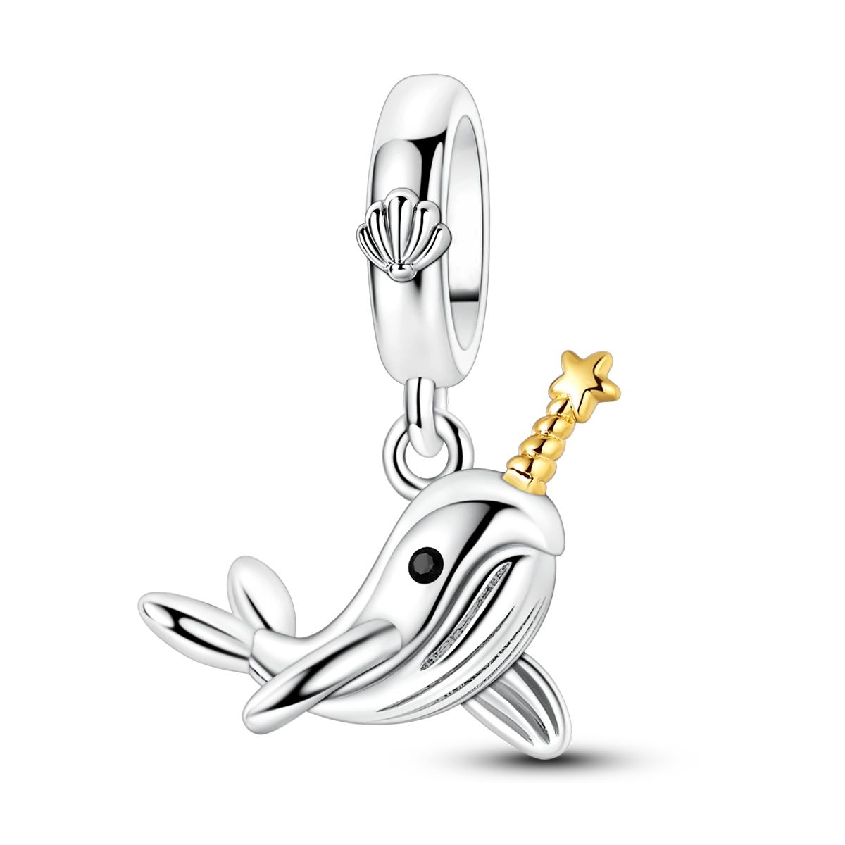 925 Sterling Ezüst Medálok Bálna Cápafarkú Csigafarkú Tengeri Teknős Delfin Medál Illik Karkötő Gyöngyök DIY Női Ékszer white