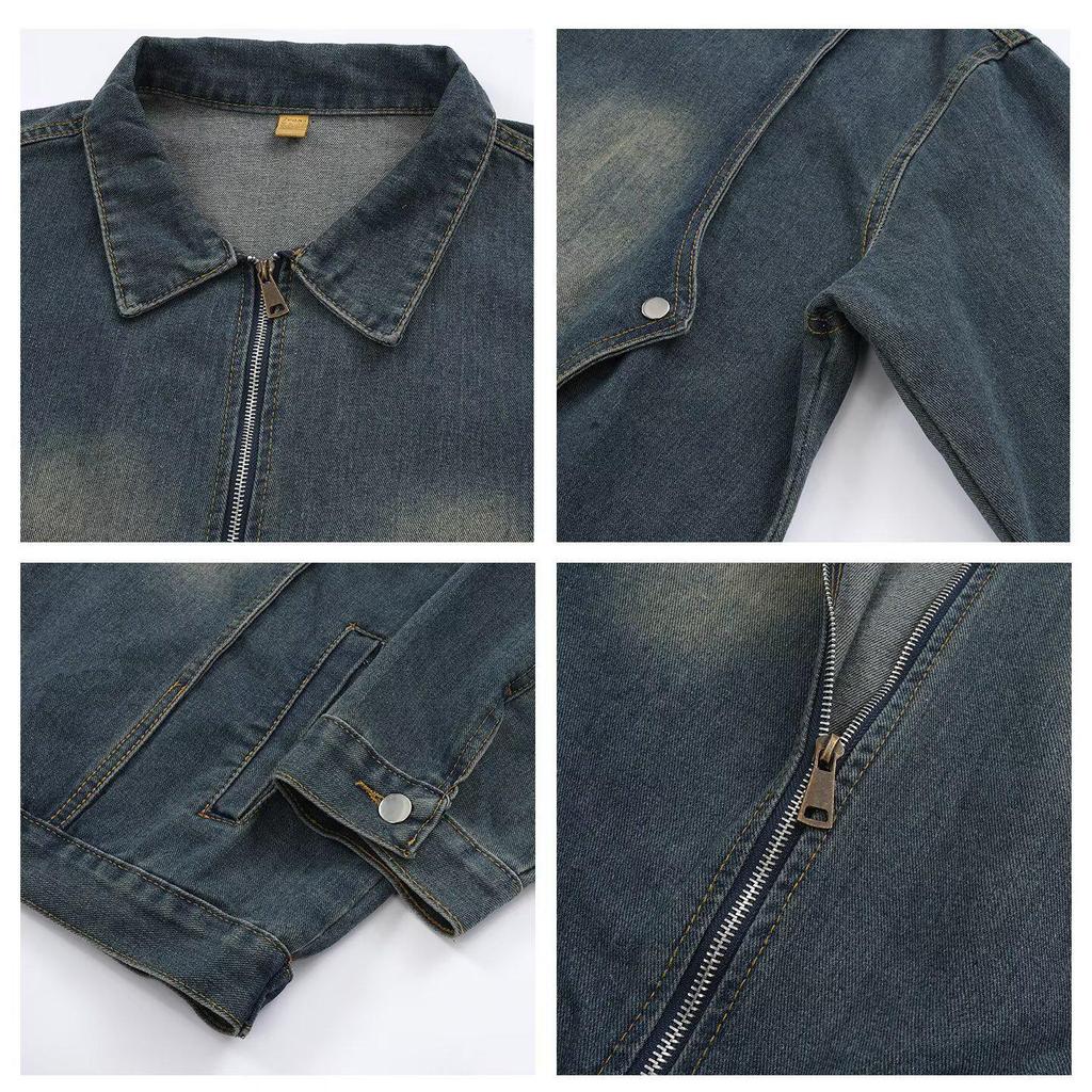 Retro Denim gewaschene Reversjacke: Vielseitig, Modisch, Lässig Hong Kong Stil.
