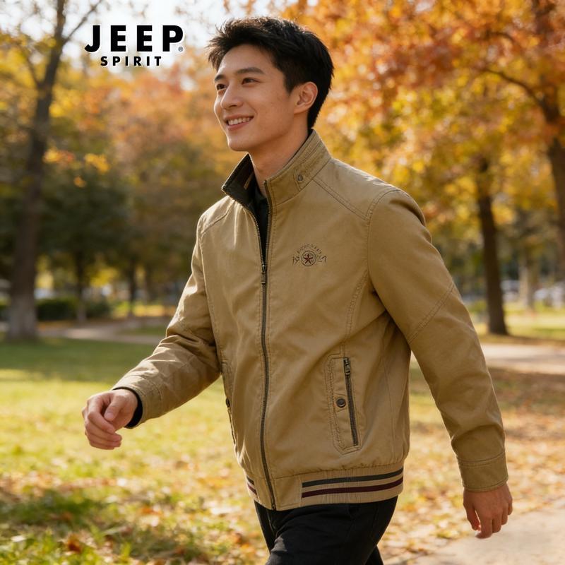 

JEEP SPIRIT Men s Reversible Stand Collar Casual Jacket 4XL