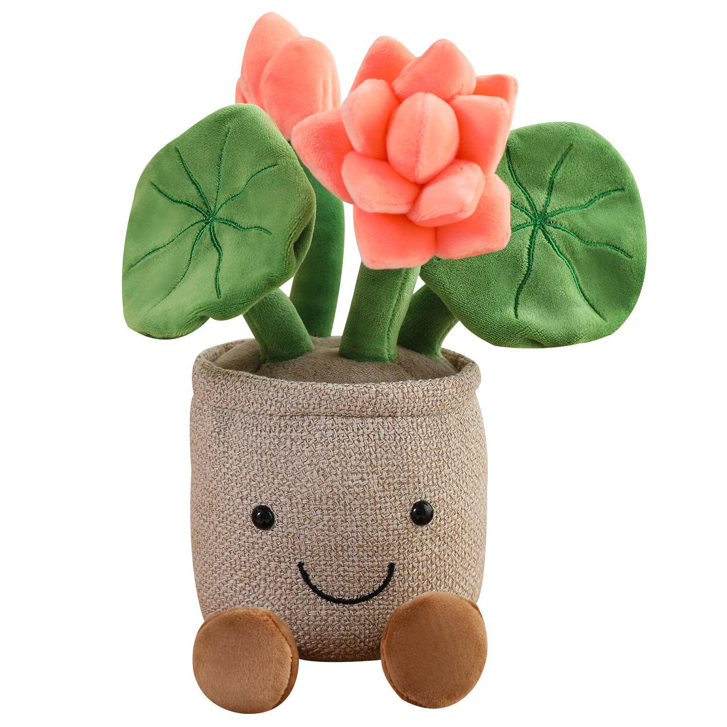 30cm Lotus Pluche Bloem Met Poten Gevuld Roze Paars Wit Plant Lachend Gezicht Pluche Speelgoed Huis Kantoor Decoratie Cadeau 30cm