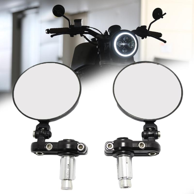Easy Install Foldable Round Side Mirrors Retro Round Mirrors Adjustable Rearview Mirror Pair for Various Motorcycles