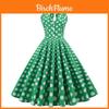 Vintage Dot Print Vneck Sleeveless Midlength Dress For Women