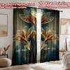 2D flat printing 2pcs Curtain Window Treatment Curtains Glowing Flowers Digital Printed Polyester Drapes Seasonal Party &