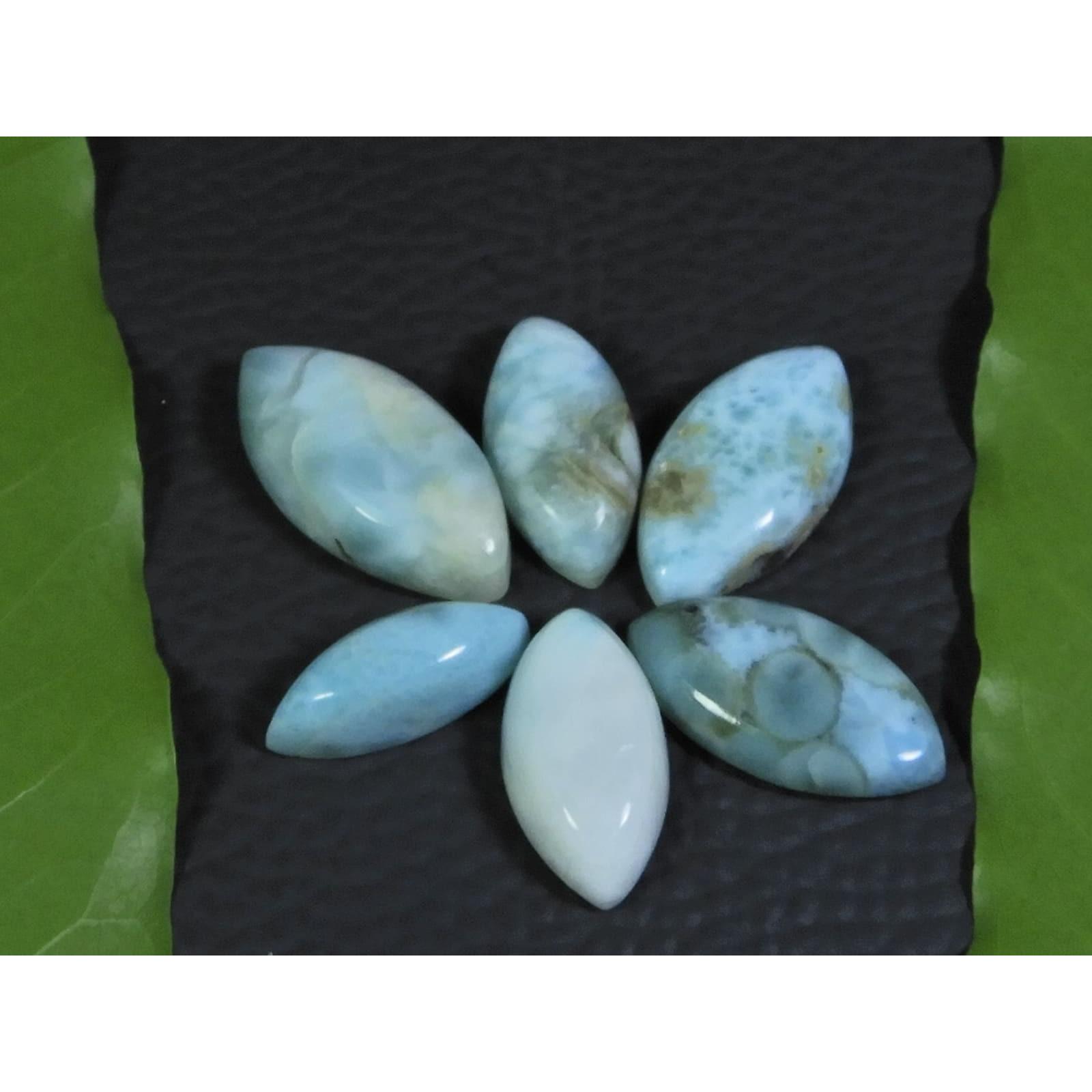 

6X6-11X12ММ Натуральный Ларимар Пектолит Маркиза Кабошон Драгоценный камень 6 Шт Лот A-417