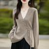 Autumn/Winter 2024: Women's Wool Knit Lace-Up V-Neck Cardigan