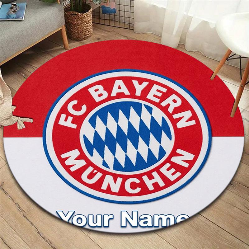 FC Bayern Munchen Custom Name Round Area Rug,Carpet Rug for Living Room Bedroom Sofa Playroom Decor,Non-slip Floor Mat