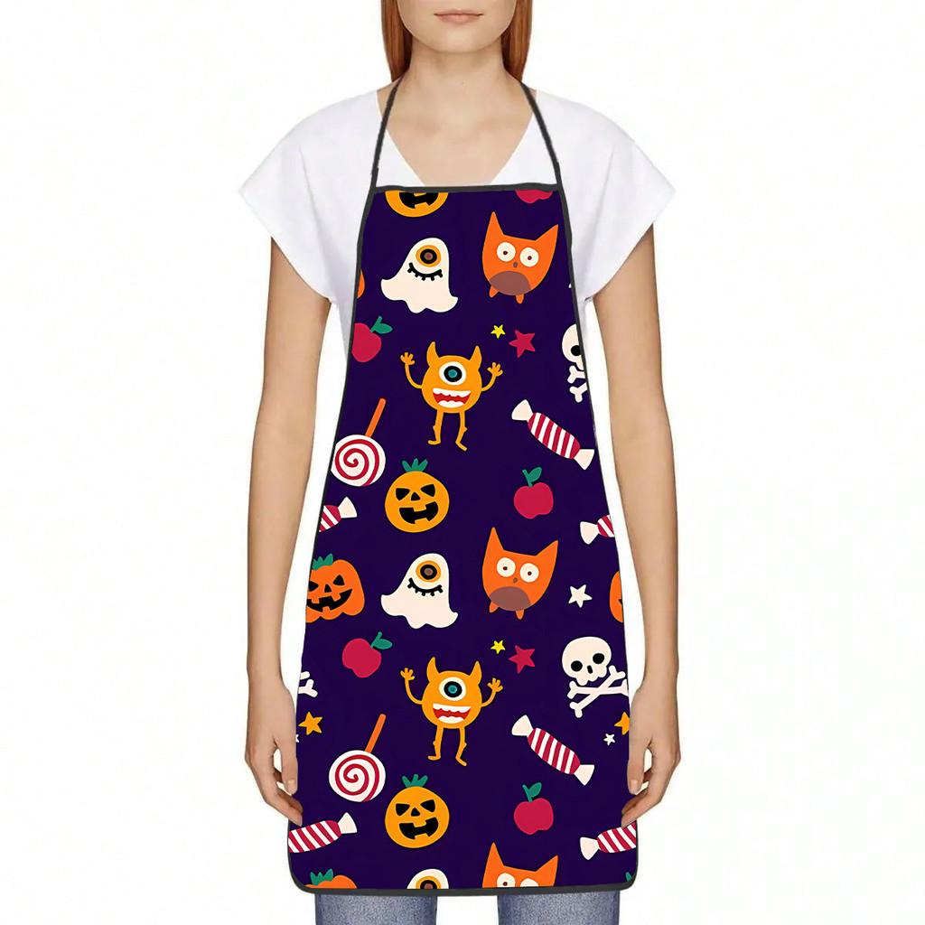 Halloween Ghost Pumpkin Waterproof Apron For Kids And Adults With Cartoon Design