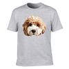 Mens Cotton TShirt Cute Fluffy Brown  White Puppy Print Casual Crew Neck Short Sleeve Tee for Dog Lovers