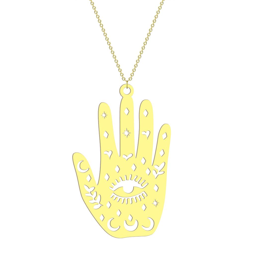 Kinitial Janeiro Stainless Steel Third Eye Jewelry, Hand Evil Eye Jewelry Pendant, Palmistry Jewelry Necklace Pendant Wholesale