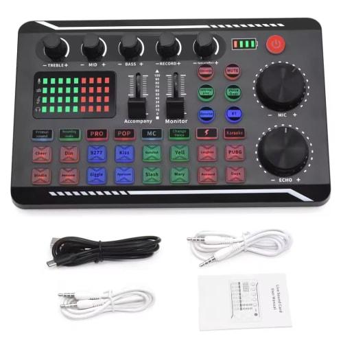 zmart Live Sound Card, Audio Interface, DJ Mixer Effects, Voice Changer, Bluetooth Compatible Mixer for Live Streaming and Singing, Sound Card, Audio