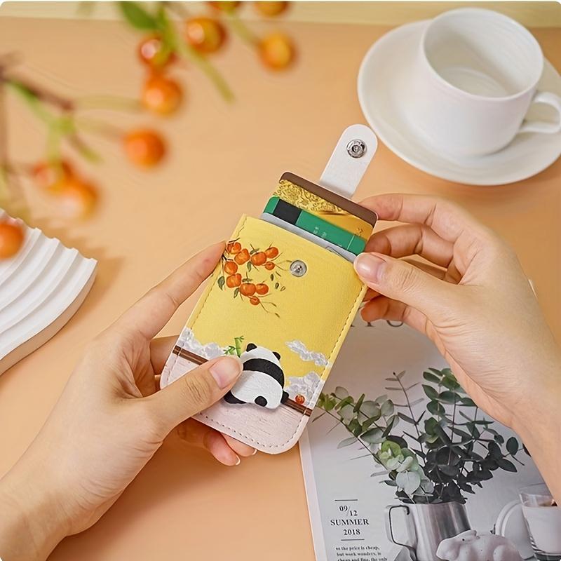 New Panda Snap Button Pull-Tab 1pc Compact Ultra-Thin Mini Ins-Style Design Card Holder for Women