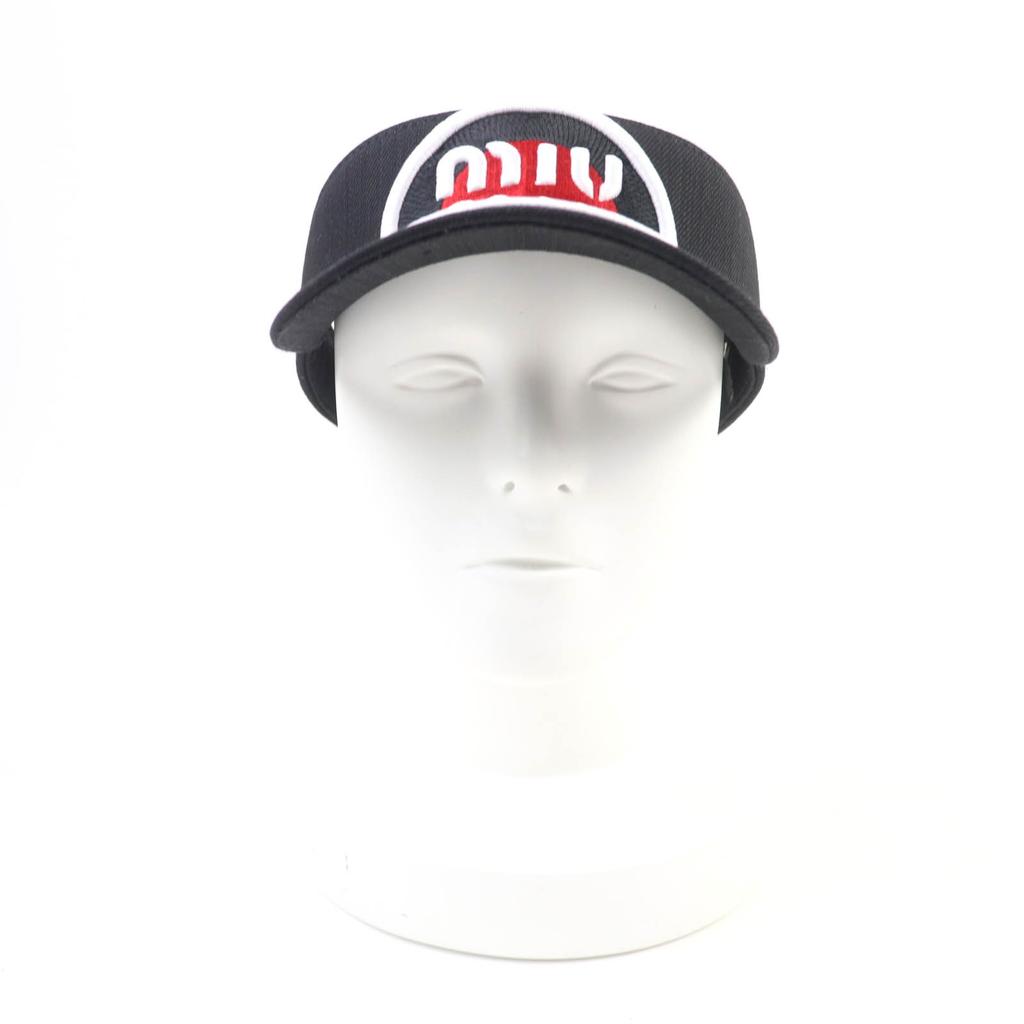 Kusursuz MIUMIU Güneşlik Logo yaması ile siyah pamuk Kadın M Kullanılmış