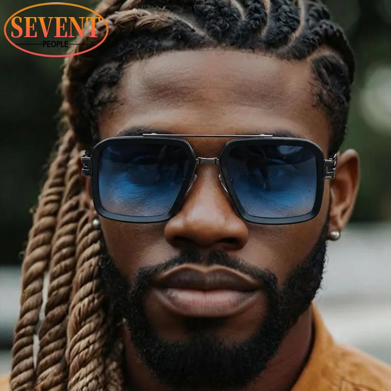 Oversized Steampunk Square Sunglasses Men Big 2026 Luxury Brand Vintage Outdoor Driving Sun Glasses Trendy Double Bridge Shades