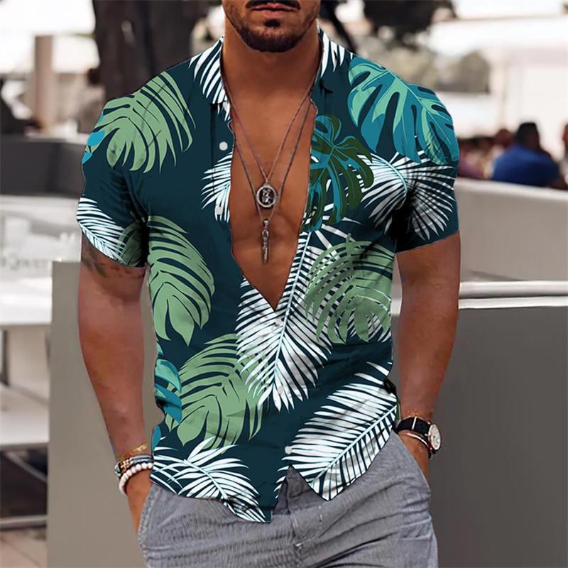 

Men s Hawaiian Shirts Floral Leaves Elegant Flower Pattern High Quality Society Social Casual Vacation Fashion Luxury Clothing XL