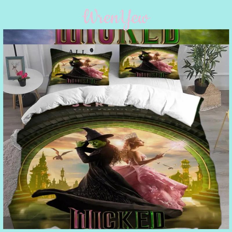 The Wicked Printed Bed Duvet Cover Pillowcase Three Piece Set For Toddler Bedroom Decor