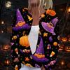 Dámský podzimní svetr s dlouhým rukávem, halloweenským potiskem a zapínáním na knoflíky pro sváteční nošení