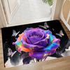 3D Rose Bathroom Rug Realistic Rose And Butterflies Floor Mat Absorbent Non-Slip Rug for Entrance Kitchen Bedroom Living Room