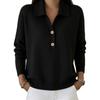 Damen Oversize Strickpullover mit Kragen Knopfleiste Lockerer Schnitt Langarm Pullover Herbst Winter 2026