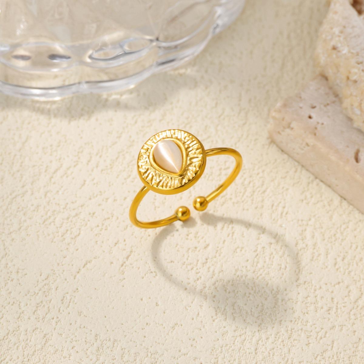 

Stainless Steel Tiny Butterfly Opening Rings Women Vintage Turquoise Geometric Flower Anillos Gold Color Jewelry Christmas Gift resizable