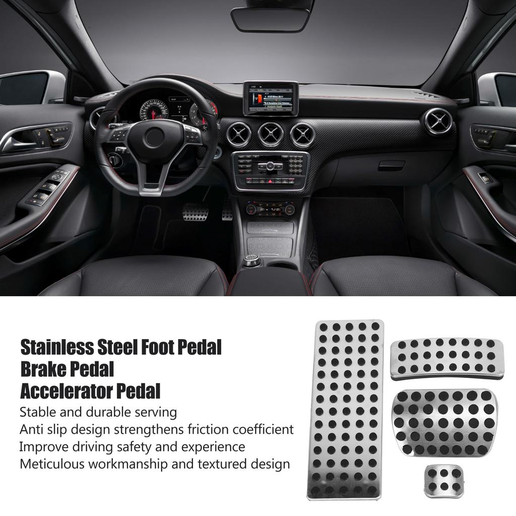 Foot Pedal Set Automatic Transmission Stainless Steel Brake Accelerator Pedal Replacement for Mercedes‑Benz W176 W245
