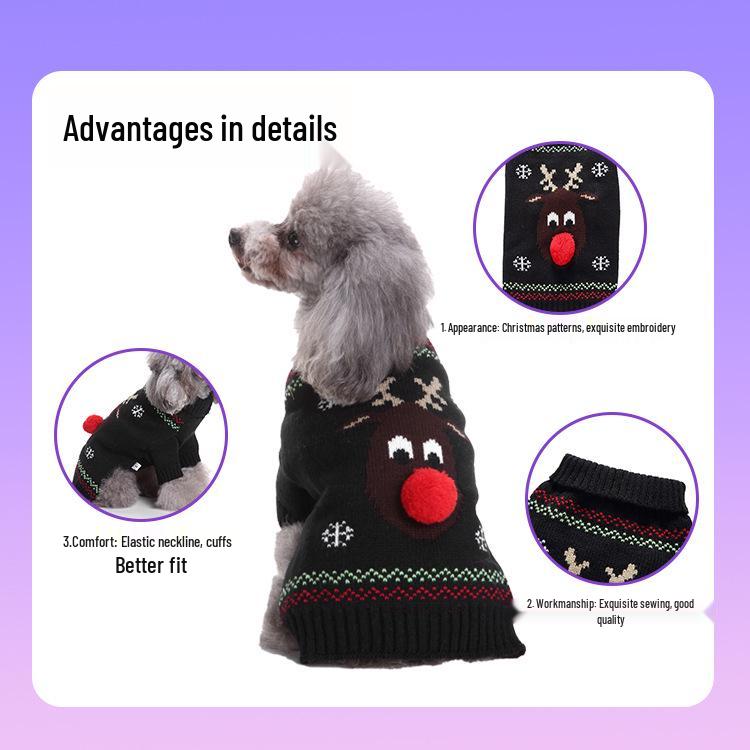 Autumn/Winter High Neck Christmas Dog Sweater - Warm Knitwear for Pets