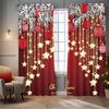 Christmas Star Pendant Print Curtains Multiple Size Living Room Insulation Easy Install Light Blocking Set Of 2 Made Polyester Machine Washable