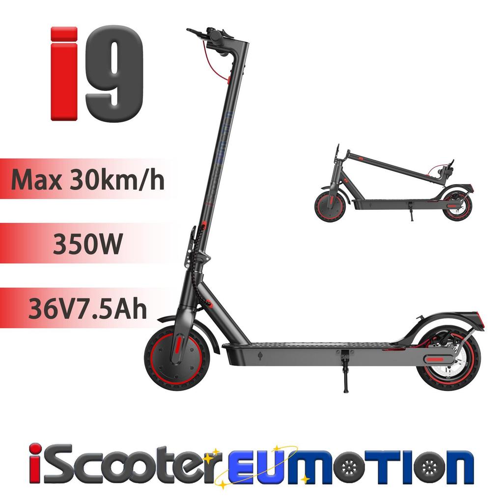 iScooter I9 Lightweight Electric Scooter 350W & 36V 7.5Ah, 8.5 Inch Tires & Rear Disc Brake, LED Display & IP54 Foldable Smart E-Scooter for All Ages