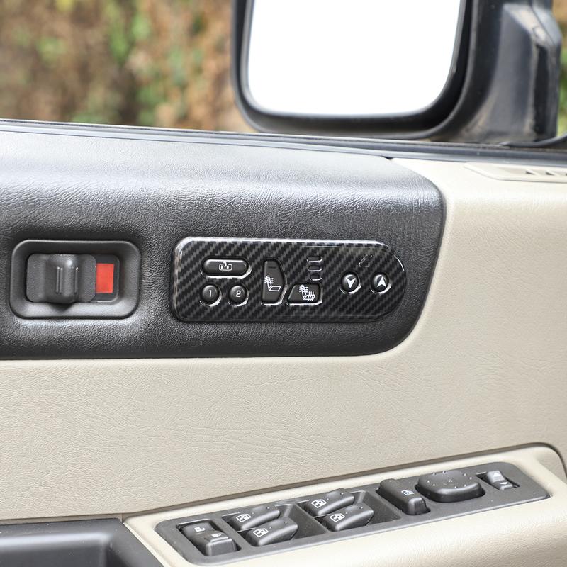 Car Seat Memory Button Decorative Frame Sticker ABS Carbon Fiber/Silver For Hummer H2 2003-2007 Car Interior Accessories