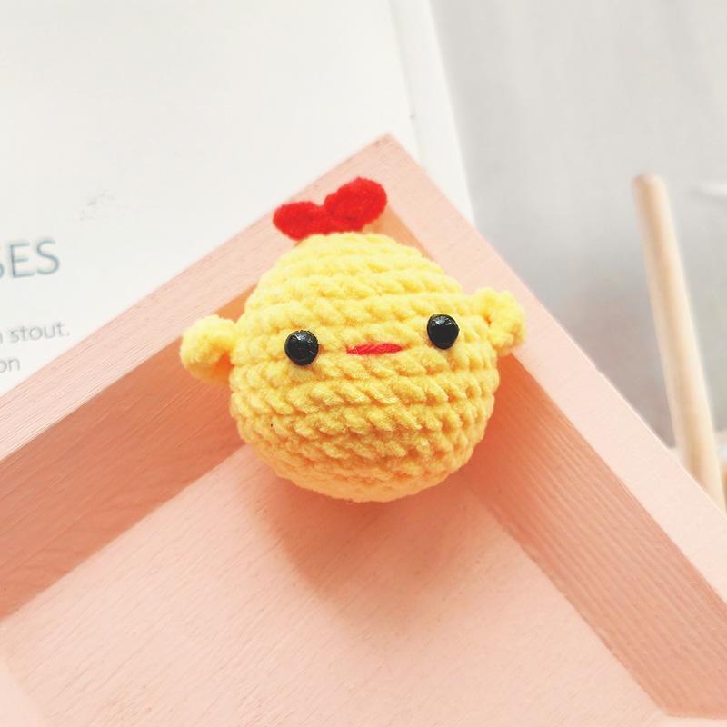 Hand-Knitted Capybara & Rabbit Animal Ball Keychain - Kids' Bag Charm