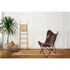 Vintage Brown Leather & Arm Butterfly Chair | Genuine Tan Leather Butterfly Chair Home Decor | Handmade Chair