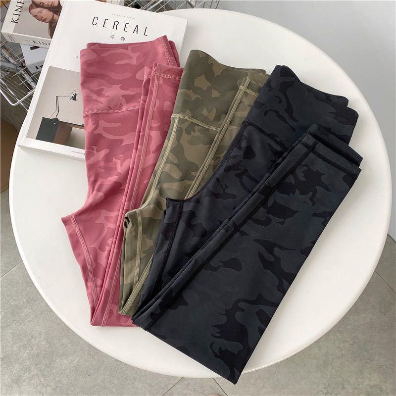 2026lu Family Camouflage Sharkskin Nylon Slimming Yoga Cropped Pants, Spring/Summer