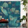 Tenda da Doccia Airone & Loto – Stampa Acquerello Art Nouveau con Libellule su Sfondo Blu Petrolio Intenso, 12 Ganci, 70,87×70,87 Pollici