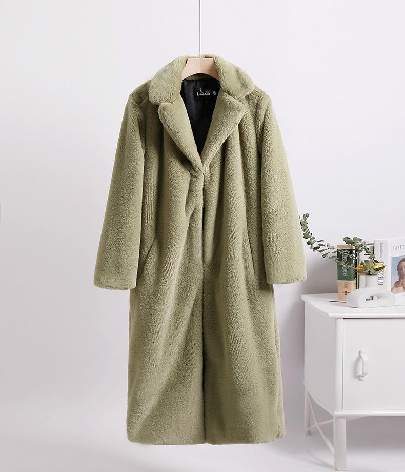 Fur jacket extended large size women's imitation rabbit fur coat to keep warm in winter